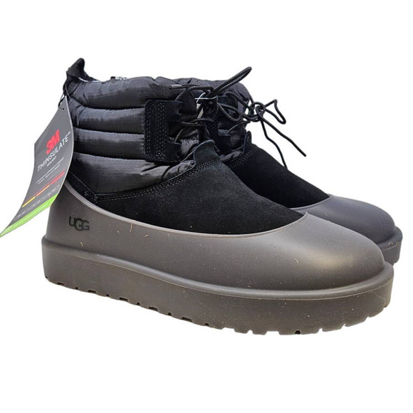 NEW Ugg 11 Classic Mini Lace Up Weather Snow Black Boot Thinsulate Shearling Ski